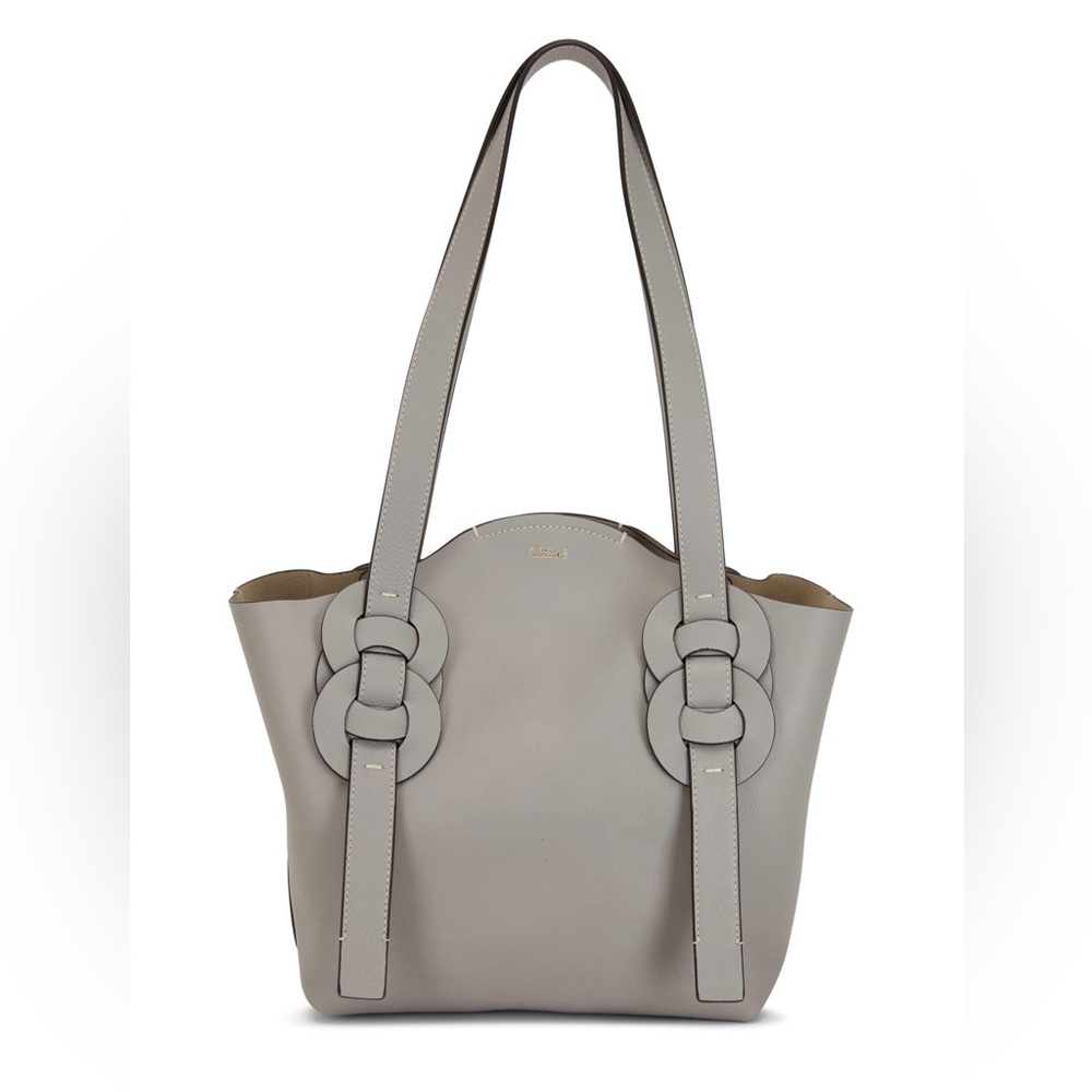 Chloe Medium Darryl Calf Leather Gray Tote Bag